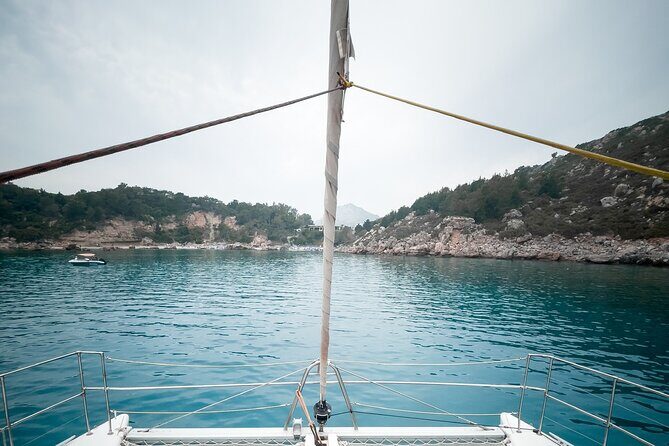 Catamaran Cruises Rhodes - 6 Hours Day Cruise ALL INCLUSIVE - Inside the catamaran: comfort, shade, and small-group calm
