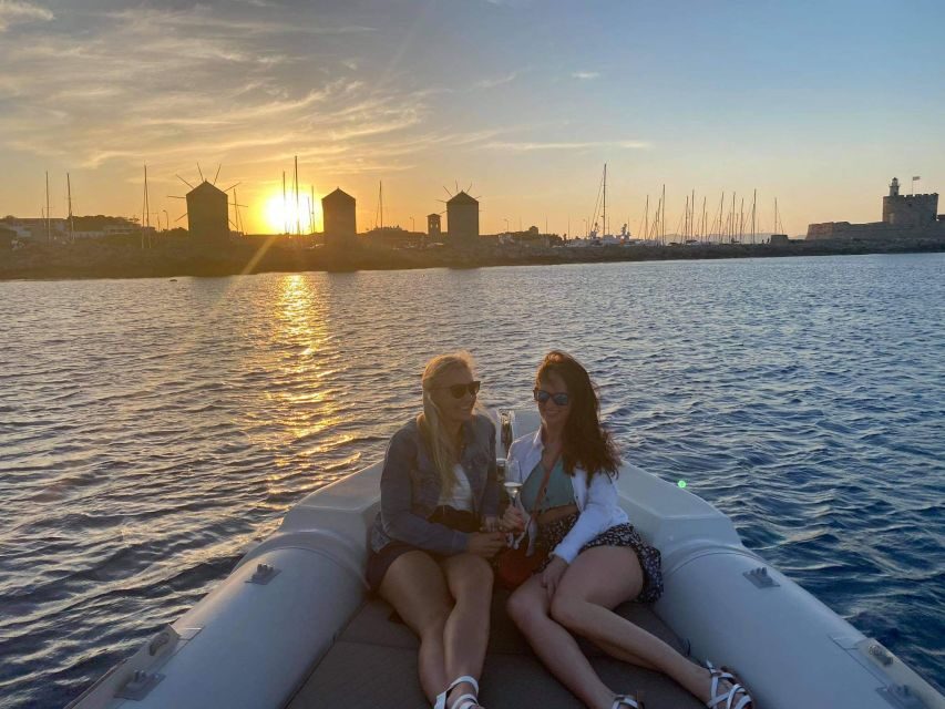 Faliraki: Evening RIB Cruise with Champagne and Sunset Views - Champagne and seasonal fruit: how the onboard timing works