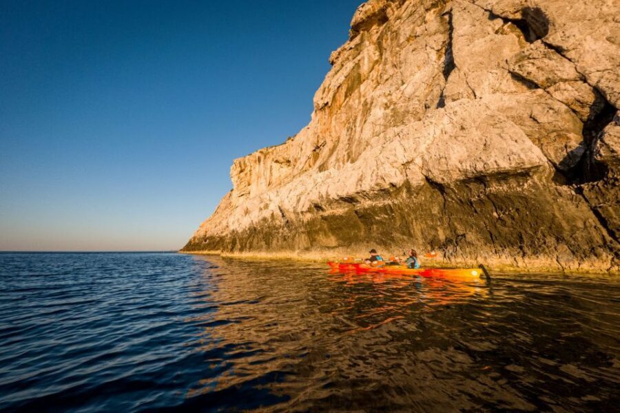 Faliraki: Sunrise Sea Kayaking Experience with Breakfast - Anthony Quinn Bay at first light: photos, a break, and calm-water snorkeling