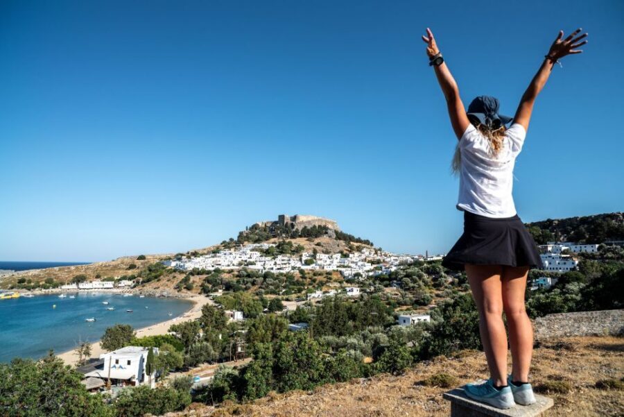 Hiking Tour Exploring Lindos - The climb toward the Acropolis: rocky trails and temple views