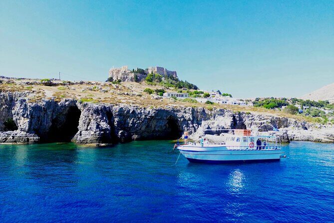 Lindos, Pefkos:Summer Breeze 3 Hour All Inclusive Swimming Cruise - Stop 2: Navarone Bay Anchor Drop and Rhodian Fruit Bowl