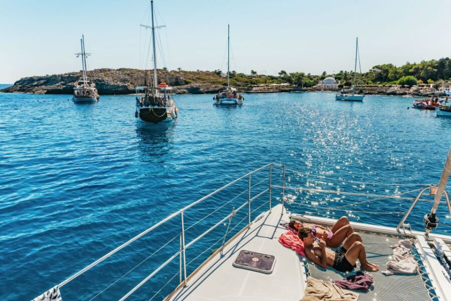 Rhodes: All-Inclusive Catamaran Cruise with Lunch and Drinks - Afandou Beach and Caves (Power Catamaran Only)