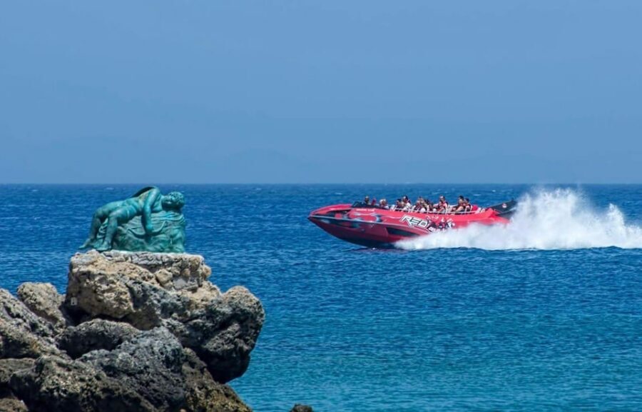 Rhodes: Beaches Trip by Jet Boat with Snorkeling and Drinks - On Deck With Cold Drinks and a Captain Who Loves the Controls
