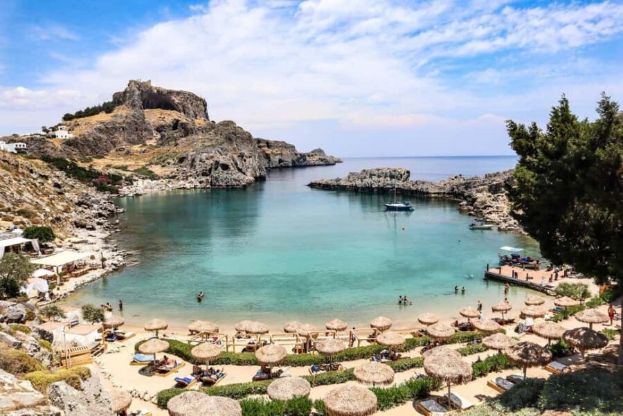 Rhodes: Guided Bus Trip to Lindos Village & Seven Springs - Seven Springs: pine shade, a small lake, and the 186m tunnel