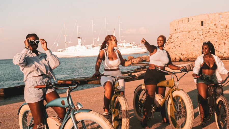 Rhodes: Retro eBike Highlights Tour w/ Personal Photographer - Rhodes Town at sunset: where the light does half the work