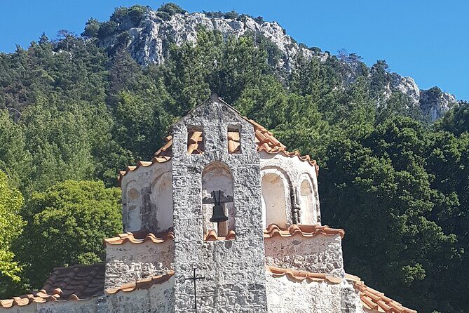 Rhodes Self Drive 4x4 Offroad Adventure with Gourmet Lunch - Profitis Ilias: St. Nikolaos Foundoukli, Murals, Deer Mosaic, and Mountain Water
